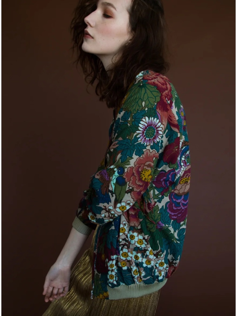 ZARA TRF Floral Bomber Jacket Vintage Inspired size Medium